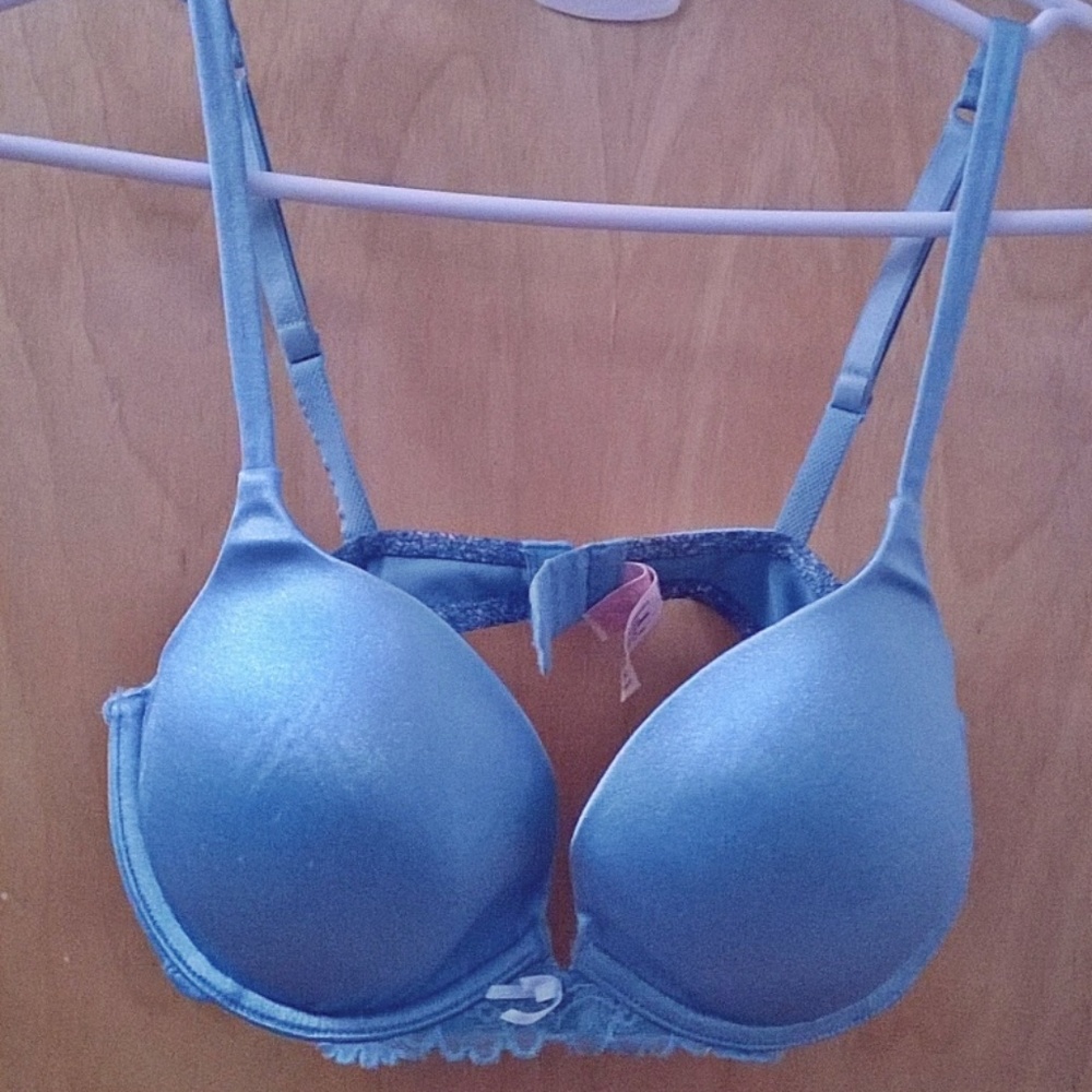Victoria's Secret Push Up Bra in Blue Satin